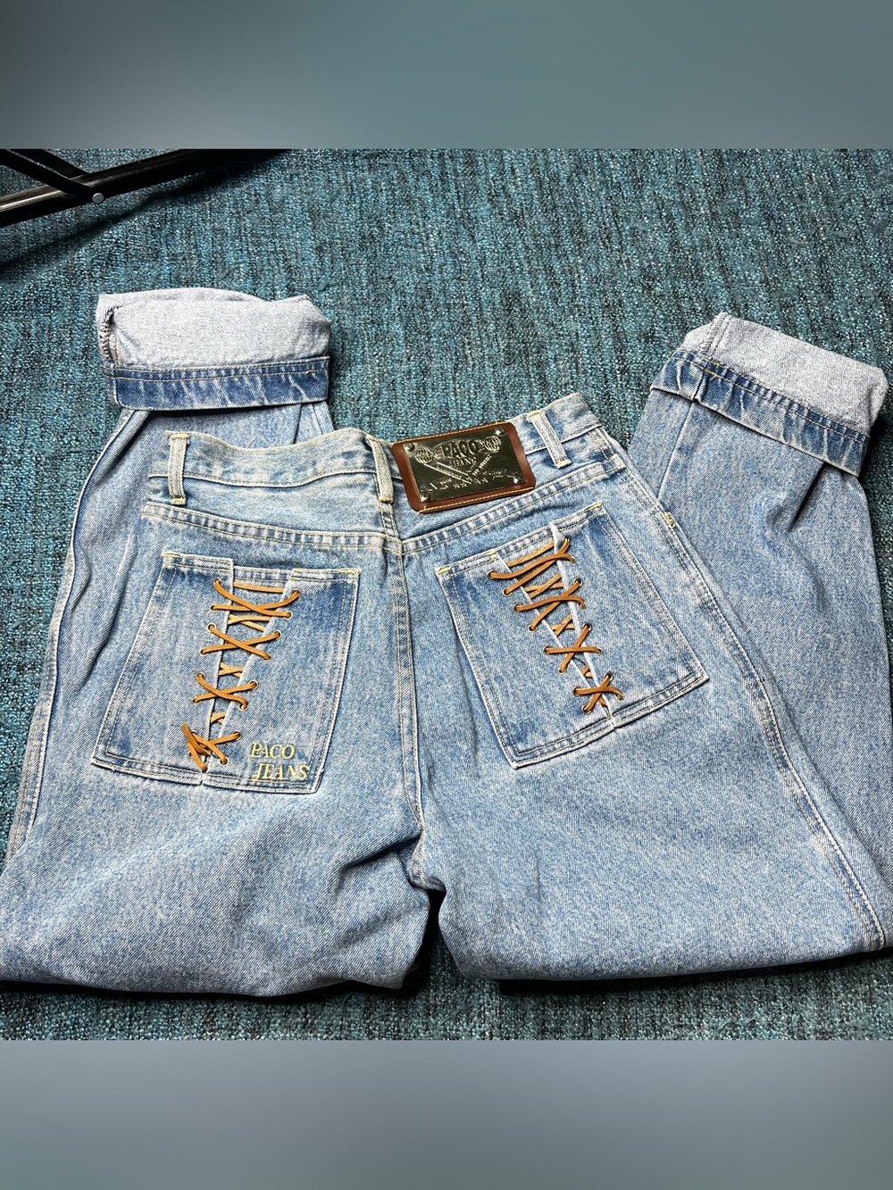 Vintage Paco Lace Up Paco High Rise Mom Jeans Size 18 Fits 28" Waist NWT Retro